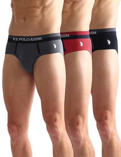 Image of U.S. Polo ASSN. Mens OET07 Dual Tone Cotton Stretch Underwear Briefs - Pack of 3