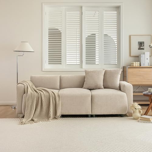 Moimhear Sofá tapizado de diseño moderno, 3 plazas, 211*67*71cm, beige