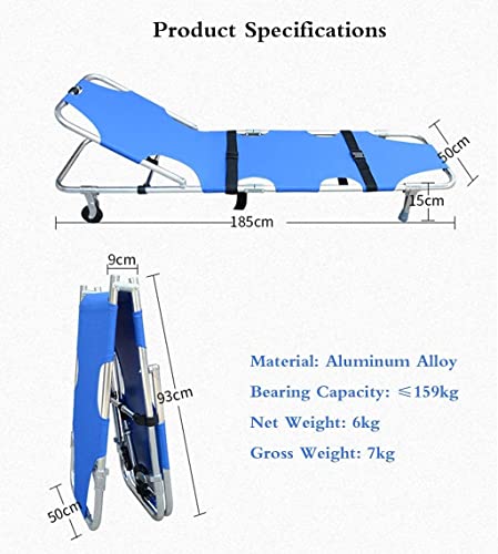 Lit d'urgence médicale pliable NaoSIn-Ni avec roues et dossier réglable