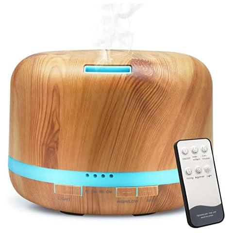 Essential Oil Diffuser, 500ml Aromatherapy Diffuser With Remote Control, DAROMA Ultrasonic Aroma Diffuser Nebulizing Cool Mist Humidifier, 7 Color Mood Lights & Waterless Auto-Off for Home Office Gift Cover