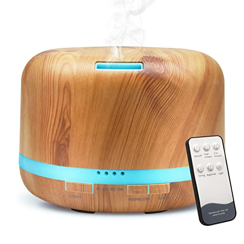 DAROMA - Diffusore di oli essenziali, diffusore per aromaterapia da 500 ml, con telecomando, diffusore di aromi a ultrasuoni, nebulizzatore e umidificatore a nebbia fredda, 7 colori e spegnimento