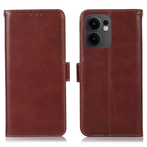 for OPPO Reno 13A ケース 手帳型 本革 FOR オッポリノ 13A 牛革 カバー 財布型 高級本皮 クレイジーホースレザー シンプル手帳ケース 耐摩擦 サイドマグネット式 カード収納 大容量 3枚 横置きスタンド機能 耐衝撃 Ayakum