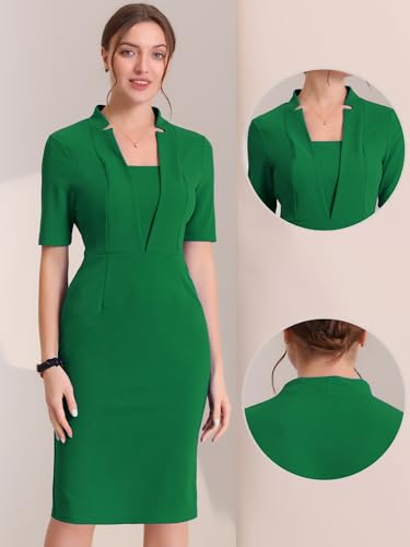 Image of Allegra K Work Dresses for Women's Short Sleeve Business Office Pencil Dress