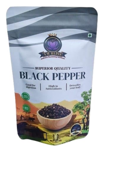 VM BLISS Whole Black Pepper I Sabut Kali Mirch I Indian Spices Extra Bold Black Pepper| No Artificial Colours Or Preservatives | (50GM) (B0DFQFDFH2) Amazon Price History, Amazon Price Tracker