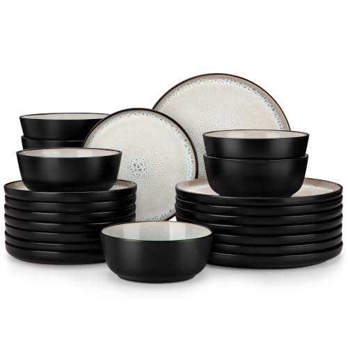 Image of vancasso 24-Piece Grayish Beige Stoneware Plates and Bowls Sets for 8