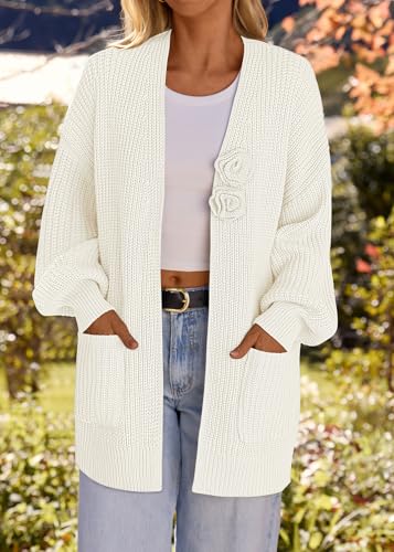 Image of MEROKEETY Long Sleeve Oversized Cardigan Sweaters for Women | Fall Winter Sweaters, Open Front, Chunky Knit, 2026 Casual Work Outerwear with Pockets