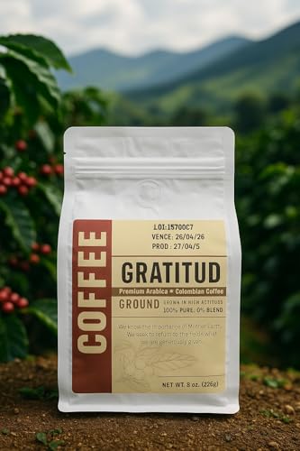 GRATITUD Colombian Premium Coffee – 100% Arabica, Medium Roast, Ground – Small Batch, High Altitude, Balanced & Smooth with Notes of Chocolate, Caramel & Citrus – Low Acidity Gourmet Coffee