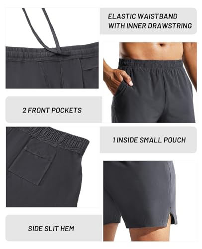 MIER Mens 3 Pack Running Athletic Shorts 5 Inch Quick Dry Lightweight Gym Workout Training Sports Shorts with Pockets4