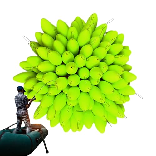 Fishing Space Beans, Float Bobber Stopper - Float Bobber Stopper - Flotadores de pesca espaciales ovales Seven-Star, coloridos, bolas de natación luminosas para exteriores, 100 unidades