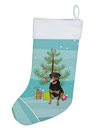 Caroline's Treasures WDK3141CS Rottweiler Black and Tan #1 Christmas Christmas Stocking Fireplace Hanging Stockings Christmas Season Party Decor Family Holiday Decorations