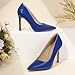 IDIFU Blue Heels for Women High Heels Pumps Closed Toe Stiletto Pointed Dress Shoes Wedding Prom Bridal Daily Work Office Business Trendy Fashion Sexy Comfortable Dressy Shoes(Blue Patent 7 M US)