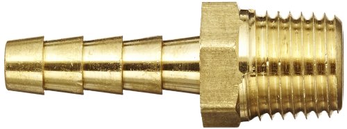 Anderson Metals 57001-0404 Brass Hose Fitting, Adapter, 1/4" Barb x 1/4" NPT Male Pipe