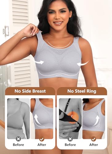 Image of Xcutting Lace Women's Seamless No Underwire Bra Soft Wireless Comfort Bralettes Full Coverage Bralette Everyday T-Shirt Bra