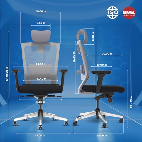 The Sleep Company Stylux Premium Ergonomic Office Chair | Patented SmartGRID Technology | SpinePro Adjustable Lumbar Support for Desk Chair | Chair... - Image 2