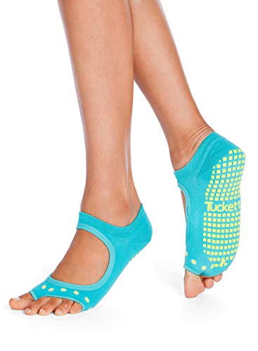 Tucketts Allegro Toeless Non-Slip Grip Socks - Anti Skid Yoga, Barre, Pilates, Home & Leisure, Pedicure - S/M - 1 Pair Midsummer Turquoise #TOP8