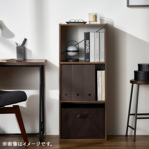 アイリスオーヤマ ラック 棚 オープンシェルフ オープンラック 組立簡単 ハイタイプ 4段 幅41.4×奥行29.4 ウォールナット/ブラック ウッドラック 工具不要 木製調 [2]