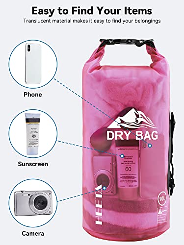 HEETA Waterproof Dry Bag for Women Men, 5L/10L/20L Roll Top Lightweight Dry Storage Bag Backpack with Waterproof Phone Case(IPX7) for Travel, Swimming, Boating, Kayaking, Camping and Beach