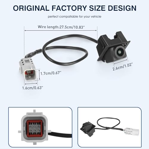 Image of Rear View Backup Camera Fit for Cadillac SRX 2010-2016, Reversing Parking Assist Camera OE Replacement 20910350 15926122 22915398 (6 Plug pin Holes)