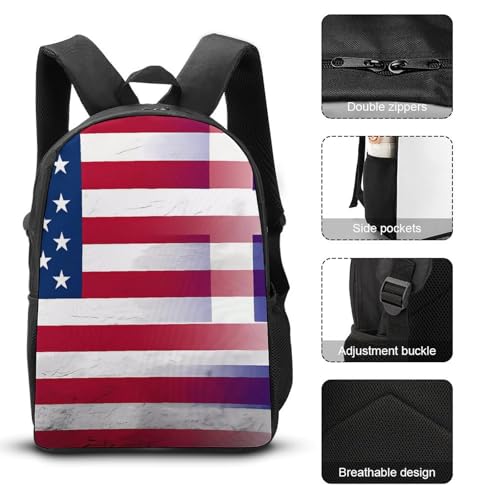 U.S. Greece Flag Large Travel Backpacks Carry on Backpack Weekender Bag with 2 Storage Pockets for Men And Women3