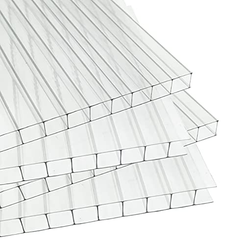 Ansobea Polycarbonat Hohlkammerstegplatten, 14 Stück Stegplatten Gewächshausplatten, 1210x605x4mm, Doppelstegplatten, Ersatzplatten ca. 10,25 m² Cover