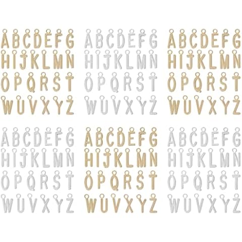 Pistha 6 Sets/156 Pcs Silver Gold Alphabet Letter Charms Mini A-Z Metal Letter Charms for Bracelet Jewelry Making Cover
