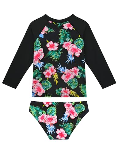 Image of Snowheart Girls Rash Guard Sets Long Sleeves Swimsuit 2 Pieces Tankini Bathing Suit Swimwear for Girls 3-12 Years