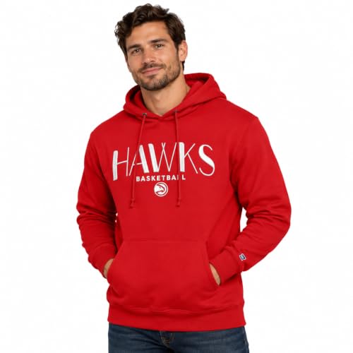 Blue 84 Atlanta Hawks NBA Officially Licensed Hooded Sweatshirt Embroidery Basketball Arch, Team Color, Large