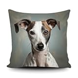 Ganshan Bi Whippet Mignon Chien Housse de Coussin Chien Chiot Animal Art Décor Taie d'oreiller pour Canapé Lit Canapé Chien Amoureux Cadeau 40 x 40 cm Toile Double Face Style 8