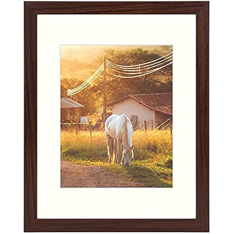 AUEAR, 11x14 Picture Frame, Display Pictures 8x10 with Mat or 11x14 Poster Frame Gallery Wall Photo Frame with Real Glass (Mahogany, 1-Pack) Cover