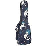 Rucksack für Konzert-Ukulele, strapazierfähig, mit Stauraum, Sopran-Konzert, Tenor-Ukulele, 10 mm, gepolsterte Tasche, Katze, Kosmos, Sternenhimmel
