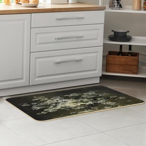 Alfombrilla de cocina antideslizante que evita resbalones con diseño VAPOKF floral 7