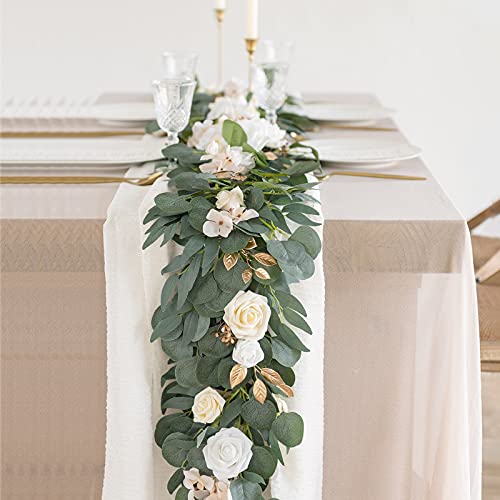 Whonline 6Pcs 36Ft Artificial Eucalyptus Garland With Willow Leaves Silver Dollar Greenery Vines Fake Eucalyptus For Wedding Party Home Table Indoor Outdoor Decoration #TOP4