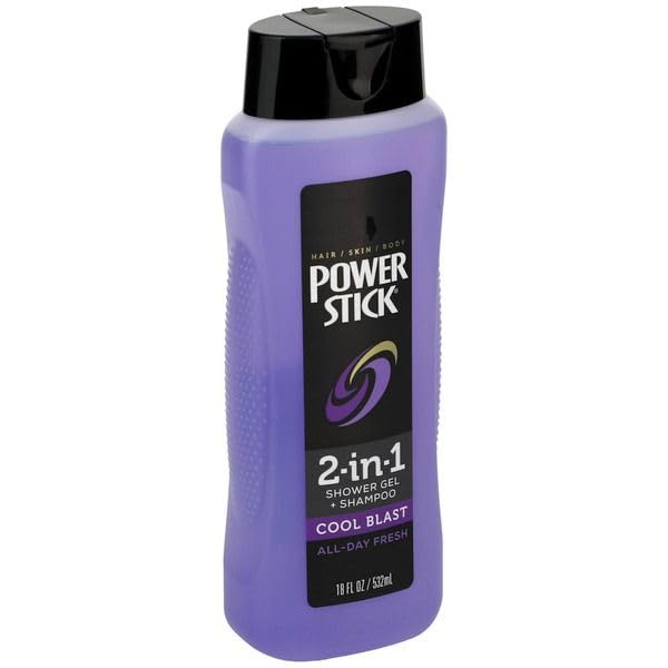 Miniatura 2 de Power Stick 2-in-1 Shower Gel + Shampoo, Cool Blast, 18 fl oz (532 ml), All-Day fresh. (2 packs)
