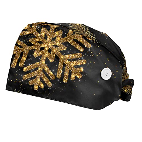 Chapeaux bouffants Flocons de Neige de Noël JDEZ - 2 casquettes de travail ajustables