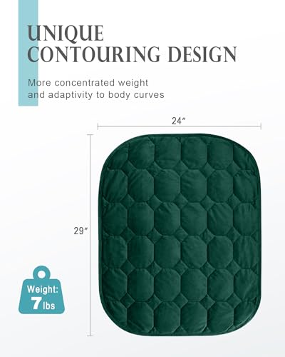Image of Cottonblue Weighted Lap Blanket 7lbs, Cozy Luxury Crystal Velvet Weighted Blanket for Adults, Small Weighted Blanket for Relaxation, Sleeping, Travel, Green, 29 inch x 24 inch