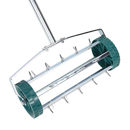 PBOHUZ Aerador de gramado para uso ao ar livre, aerador de grama, resistente, com rolo, alça perfeit
