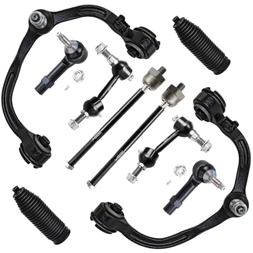 Image of Detroit Axle - 10pc Front End Control Arms Kit for 2003-2004 Ford Expedition Lincoln Navigator, Upper Control Arms + Ball Joint Tie Rods Sway Bars Boots Replacement