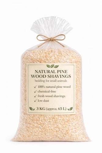 Copeaux de Bois de pin 3 kg (env. 65 L) – Litière Naturelle absorbante et sans poussière pour rongeurs, Lapins, Poules, Jardin, Compost et DIY