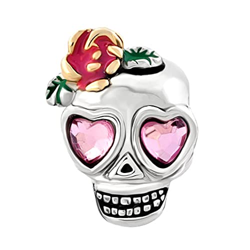Abalorio de calavera de azúcar Halloween charm de metal compatible con pulseras Pandora 3