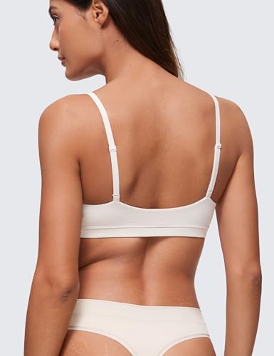 Image of CRZ YOGA Softhold Double Lined Triangle Bralette - Womens Adjustable Straps Wireless Cami Plunge T-Shirt Everyday Bra Comfy