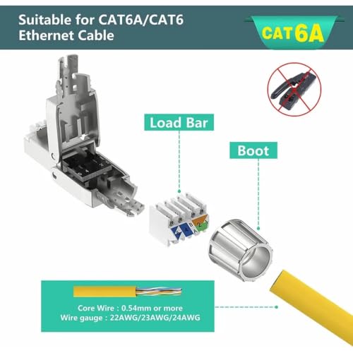 Conector de terminación RJ45 para reparar cables ethernet CAT6 UTP dañados, pack de 10 piezas 4