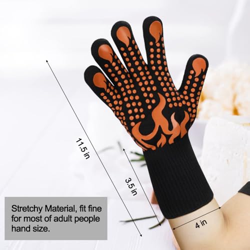 Image of Comsmart BBQ Gloves, 1472F Heat Resistant Grilling Gloves Silicone Non-Slip Oven Gloves Long Kitchen Gloves for Barbecue, Cooking, Baking, Short, Orange