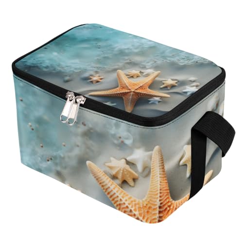 GzLeyigou Lunch Bags for Women Men 9 Cans,Starfishes Sea Hot & Cold Food Delivery Bag Insulated Grocery Bag Insulated Lunch Box Beach Cooler Bag for Office Work Picnic Beach