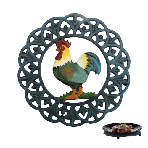 Linton Arts Cast Iron Rooster Trivet for Hot Dishes