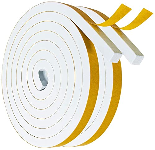 Dichtungsband Türdichtung Selbstklebend 12mm(B) x10mm(D)/4m(L) für Türen Fenster Schaumstoff klebeband Gummidichtung Gegen Kalte Zugluft/Anti-Kollision/Schalldichter/Wasserdichter/Staubdicht Weiß