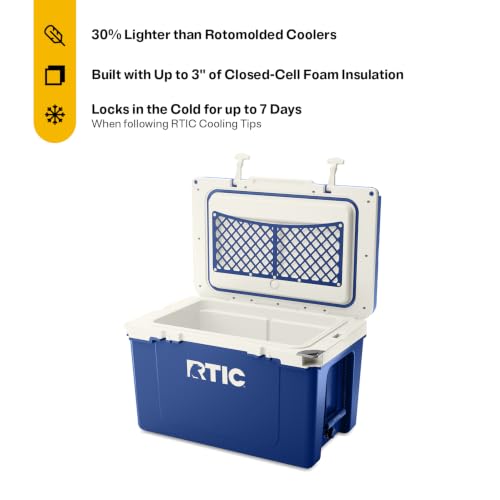 Image of RTIC 52 QT Ultra-Light Hard Cooler | Portable Ice Chest Box for Beach, Drink, Beverage, Camping, Picnic, Fishing, Boat, Barbecue, 30% Lighter Than Rotomolded