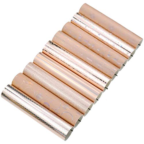 RENSHENKTO Leather Sheets Mixed Champagne Gold Series Holographic Fabric 9 Pieces