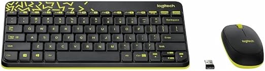 Set Keyboard and Mouse - MK240 Nano, USB, Wireless, Black and Yellow, Combo