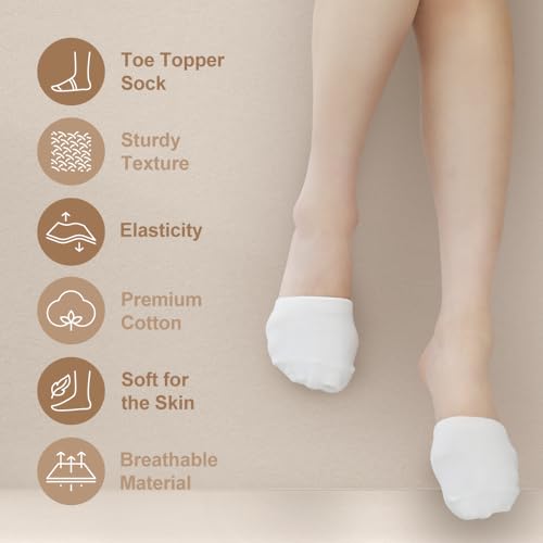 5 Pairs Premium Cotton Mule Socks for Women Well-Made Toe Topper No-Show Liner Socks, Comfortable, Breathable3