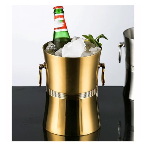 Cubo de hielo pequeño de diseño dorado con doble anillo y forma de cintura para bar 7